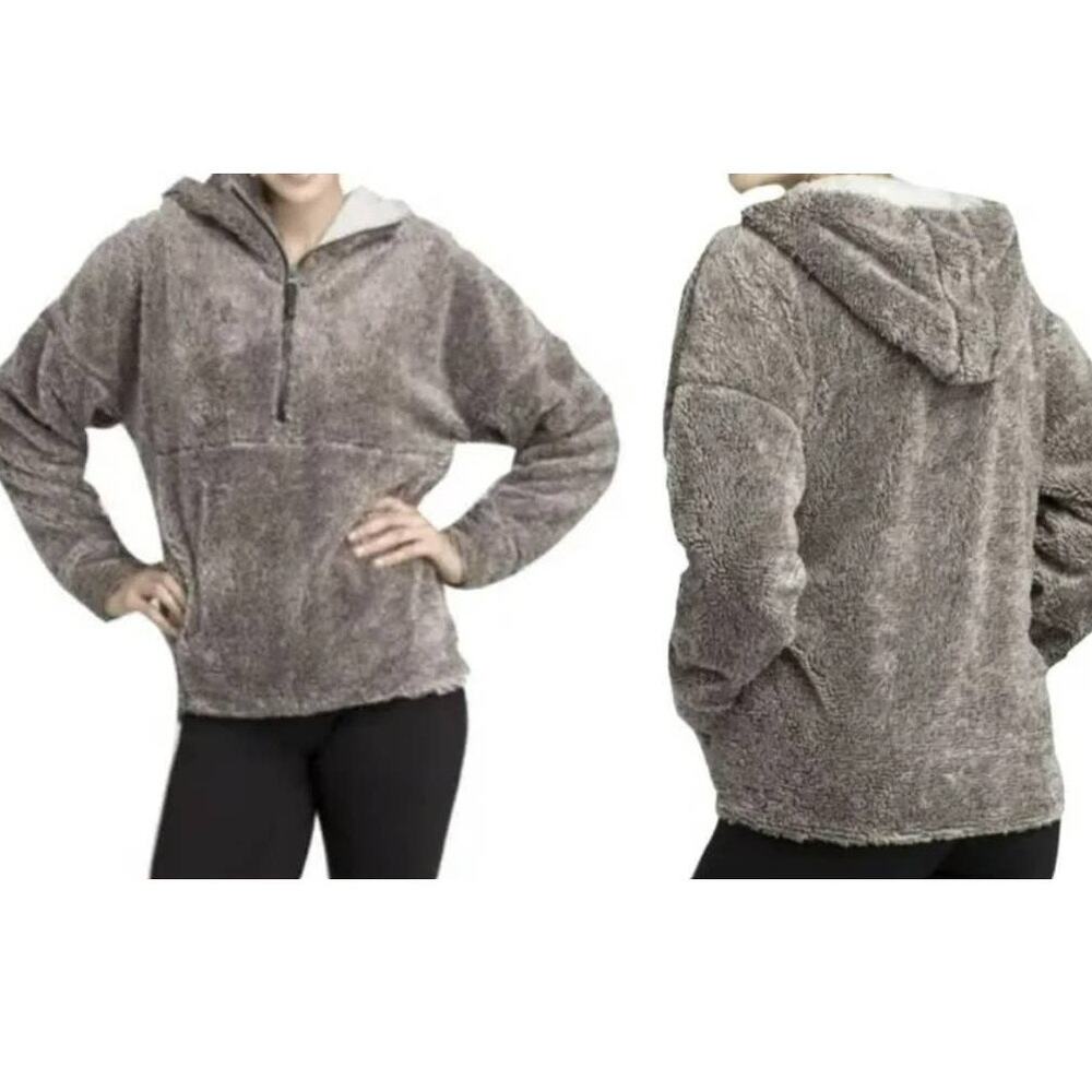 PRANA Gray Permafrost Half Zip Teddy Fleece Hoodie W23180516 Women's Size XS